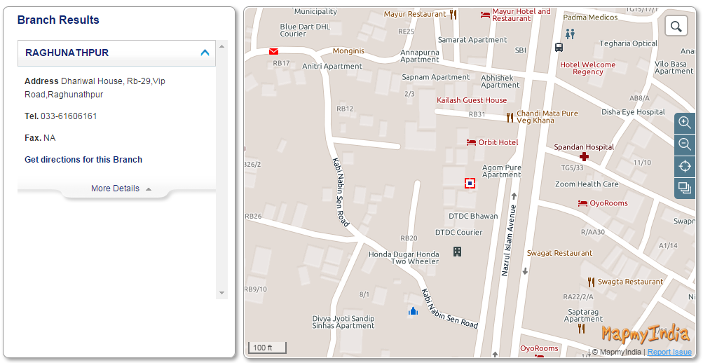 Location Map of Raghunathpur Branch