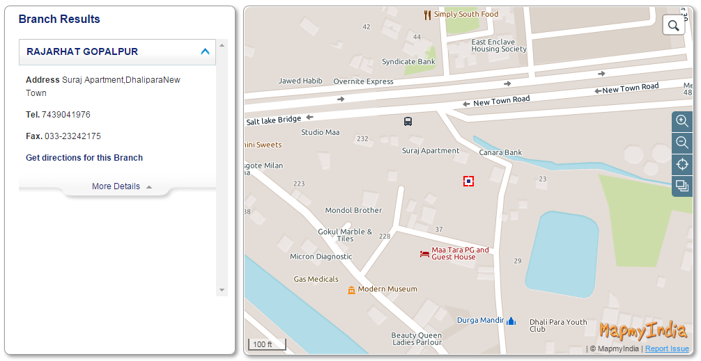 Location Map of Rajarhat Gopalpur Branch