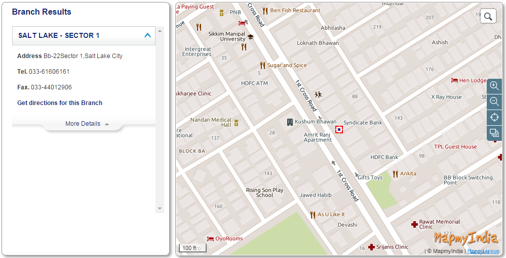 Location Map of Salt Lake - Sector-I Branch